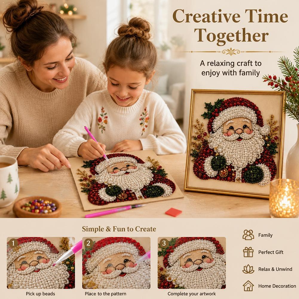 Resin Art Work - Christmas Santa Claus Pearl Art DIY