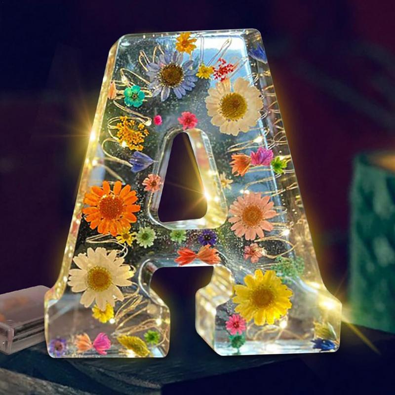 Floral 26 Letters Night Lights - Resin Art Alphabet 评论和价格